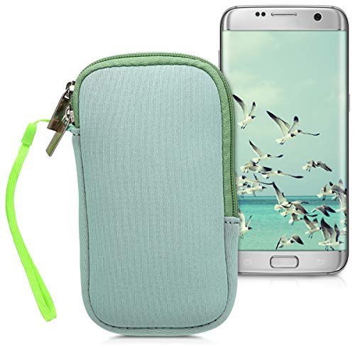 kwmobile Funda para móviles de M - 5,5' - Estuche de Neopreno con Cierre para móvil - Carcasa en Menta