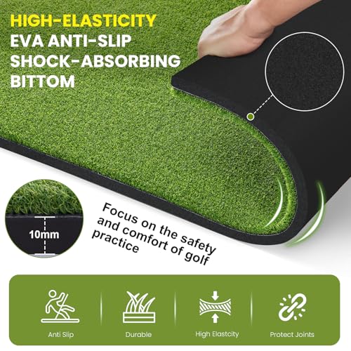 5x4ft & 6x4ft Extra Large Golf Hitting Mat, 26mm Thick Tri-Turf Golf Practice Mat for Indoor Outdoor Training, 3-in-1 Professional Golf Turf for Driving, Chipping & Swinging, Gifts for Him Men Women - image 2
