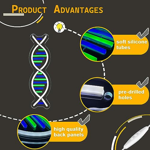Image of DNA Double Helix Neon Signs for Wall Decor, Dimmable LED DNA Neon Light Art Wall Sign, USB Powered for Man Cave Gaming Room Bedroom Biology Science Gift Decor for Nurse Doctor Physician(4.7 * 16.1in)
