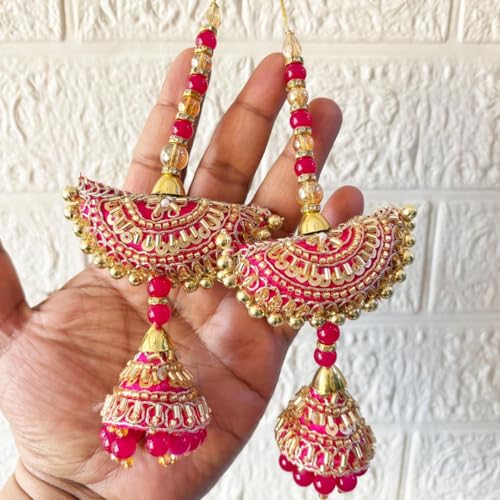 Image of Adikala Craft Store Handmade Ethnic Latkan Tassel Set of 2 for Saree Pallu, Blouse, Suits, Dupatta, Lehenga Decor | Ethnic Saree Pallu, Blouse, Suit, Dupatta & Lehenga Decoration (Rani Pearl)