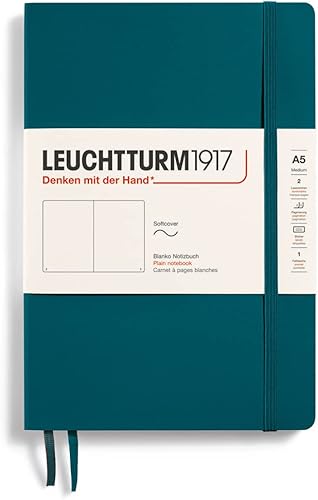 Miniatura 44 de LEUCHTTURM1917 - Cuaderno mediano A5 de tapa blanda, 123 páginas numeradas para escribir y llevar un diario (color verde bosque, rayado) Verde
