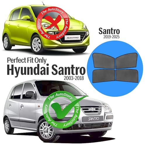 Image of AutoStory Custom Fit Black Mesh Car Sunshade for Santro Xing 2003-2018 | UV & Heat Protection Car Window Curtains | Privacy Car Sun Shade | Breathable Vehicle Specific Side Window Shades