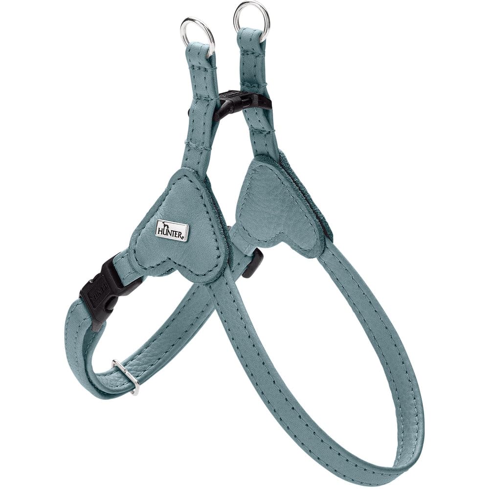 Hunter Hundegeschirr SOHO MINI, Farbe: hellblau, Rindsleder, weich & geschmeidig, fellschonend, leicht, für kleine Hunde & Welpen, Made in Germany, Größe: XXS-XS/1