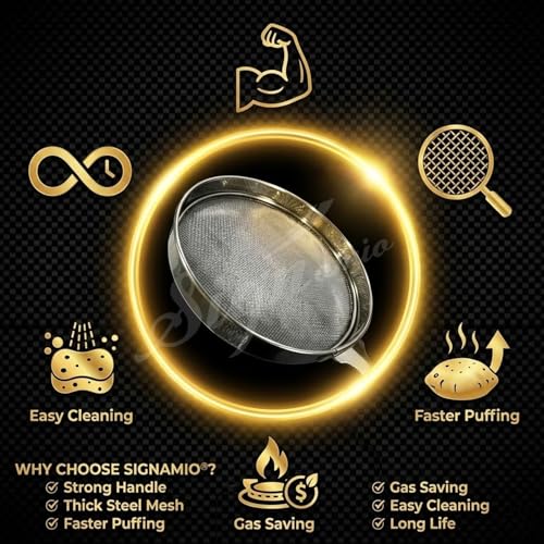 Image of Signamio Gas Griller for Home - Phulka Grill for Gas Stove, Roti Jali, Papad Jali, Pulka Grill, Gas Roaster - Ideal Kitchen Tool for Perfect Phulka Roti and Crispy Papad - 36x20 cm