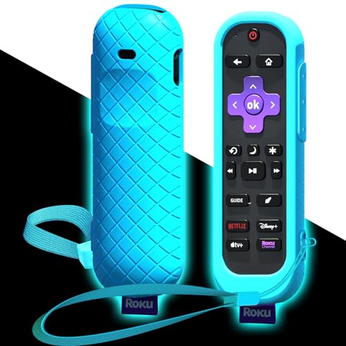 Cover for Roku Voice Remote Pro (2nd Edition), Case Compatible with Hisense TV Controller, Silicone Sleeve for TCL Smart TV Control Holder Glow in The Dark Blue