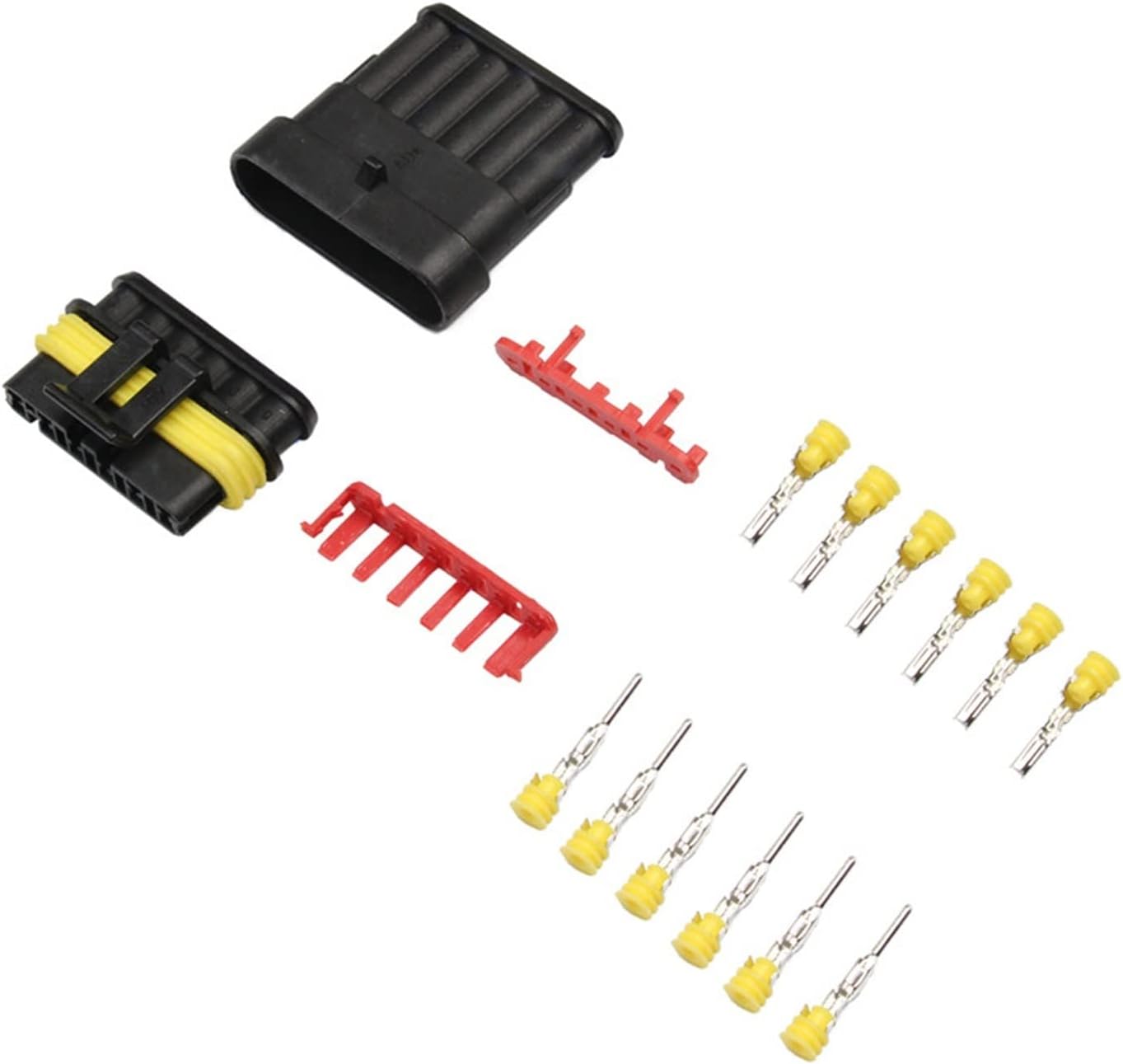 2-5sets Kit 2 pin 1/2/3/4/5/6 pins Way AMP Super seal Waterproof Electrical Wire Connector Plug Compatible With car waterproof connector(6p,2 sets)