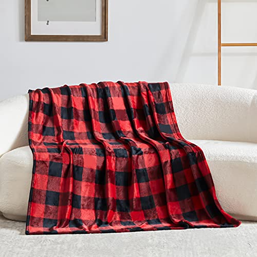 Touchat Fleece Throw Blanket, Buffalo Plaid Flannel Throw Blanket for Couch Sofa Bed, 50'' x 70'' Super Soft Warm Fuzzy…