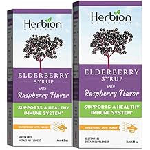 HERBION Naturals Elderberry Syrup Healthy Immune System for Adults and Children 1 Year+ - Honey Sweetened with Natural Raspberry Flavor - No Artificial Ingredients - 4 Fl Oz Pack of 2