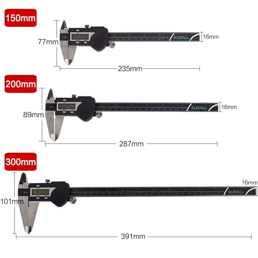 Générique Elecall Pied à Coulisse Digital électronique 150 mm en Acier Inoxydable à Coulisse étanche IP54 Digital Messschieber Paquimetro