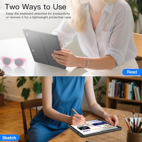 Image of JUQITECH Trackpad Keyboard Case for Samsung Galaxy Tab S10 FE Plus 13.1 inch 2025, Kickstand Magnetic Detachable Soft Tablet Case with Backlit Wireless Keyboard for S10 FE+ SM-X620 /X626 /X626B, S Pen Slot