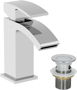 Osmo Bathroom Basin Sink Mixer Tap with Waste Modern Mono Round Single Lever Handle Faucet for Sinks, Chrome