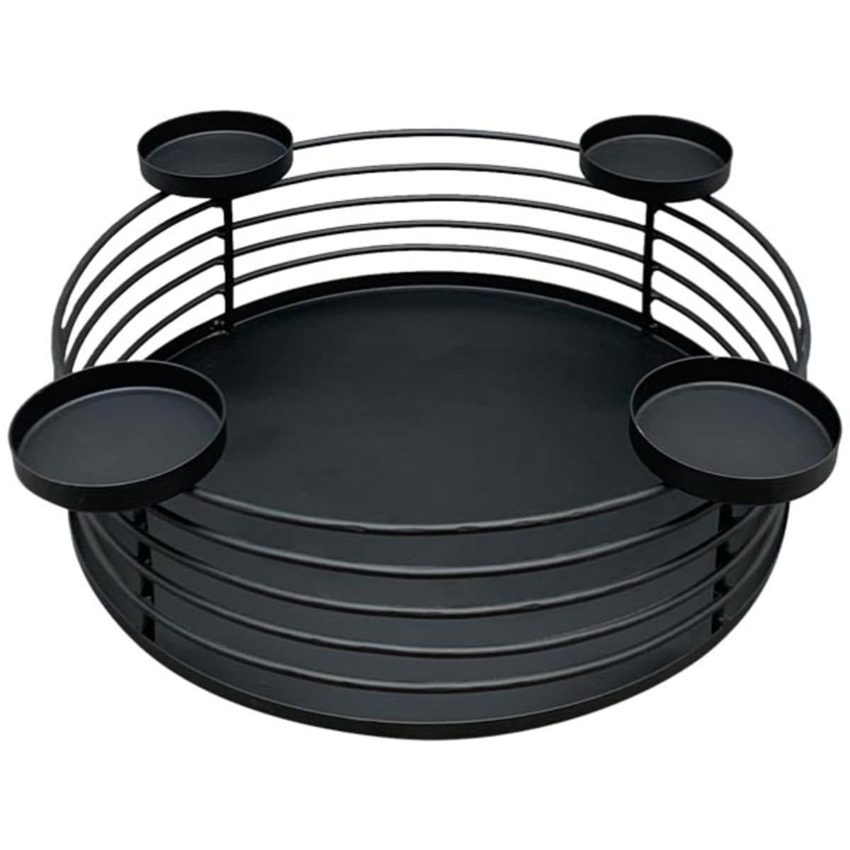 MACOSA EX259170 Adventskranz Schwarz Metall 30 cm modern Elegantes Adventsgesteck 4 Kerzenhalter Tisch-Dekoration Advent Weihnachtsdeko Metallkranz Drahtkranz