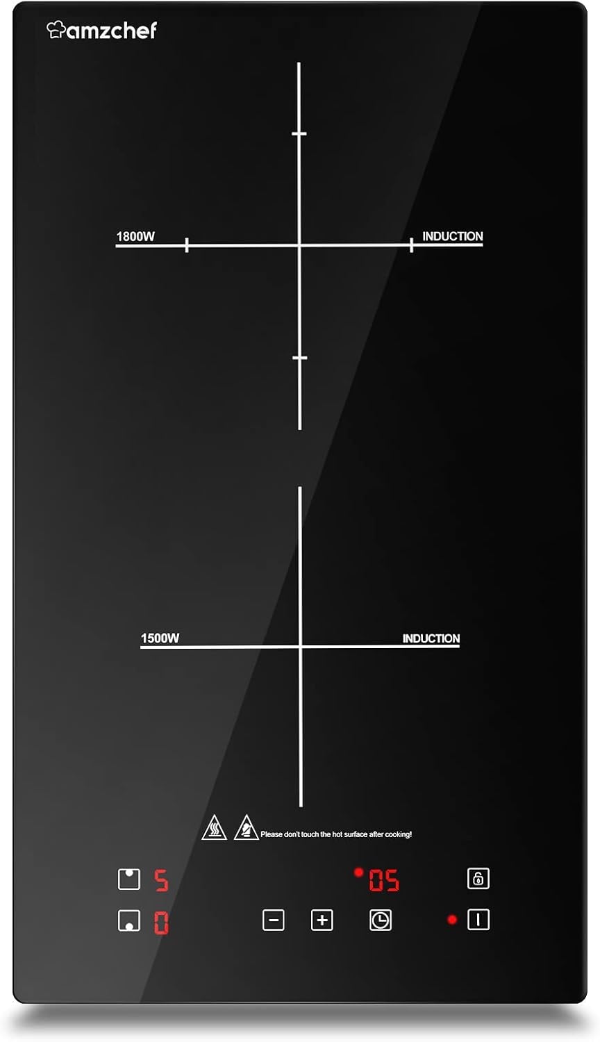 AMZCHEF Piano Cottura Induzione, Piastra Induzione 2 Fuochi Incasso con Superficie In Cristallo Nero Lucido, Controllo Touch Sensor e Blocco Bambini,10 Livelli di Potenza e Impostazione Timer, 3300W AMZCHEF Piano Cottura Induzione, Piastra Induzione 2 Fuochi Incasso con Superficie In Cristallo Nero Lucido, Controllo Touch Sensor e Blocco Bambini,10 Livelli di Potenza e Impostazione Timer, 3300W