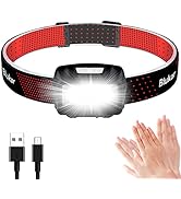 Blukar Stirnlampe LED Wiederaufladbar - Superhell Mit Rotlicht & Sensor