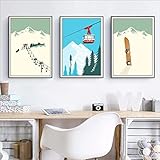 gemälde winterlandschaft holland  OTURRI Wintersport Skifahren Wand Bilder Bilder Vintage Reiseposter und Kunstdrucke Ski im Schnee Berg Leinwand Gemälde Winter Wohnkultur 40 x 60 cm x 3 ungerahmt