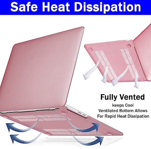Image of Case Compatible with MacBook Air 13.6 inch 2025 2024 2023 2022 Release M4 A3240 M3 A3113 M2 A2681 Plastic Hard Shell Cover Case, Metallic Rose Gold