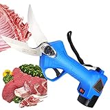 TIJERAS DE COCINA ELECTRICAS INALÁMBRICAS ▲ Tijeras de cocina eléctricas inalámbricas de alta calidad son imprescindibles para cualquier amante de la comida. Las tijeras eléctricas pueden cortar rápida y fácilmente casi todos los ingredientes de la cocina, costillas de cerdo, huesos de cordero, huesos de pollo, patos, caracoles, patas de cangrejo, pescado y otras carnes, verduras y pizza y más, Además, el cabezal de corte se puede reemplazar en cualquier momento para diferentes trabajos.