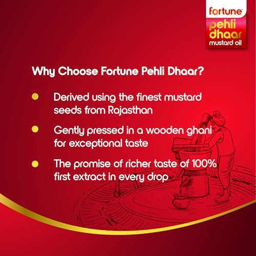 Image of Fortune Pehli Dhaar First Pressed Kachi Ghani Mustard Oil 1 L (Pack of 3)
