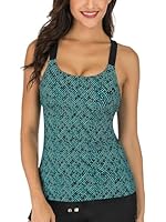 PANAX Damen Tankini Oberteil mit integriertem BH - Bademode, Badeanzug, Strandbekleidung, Swimwear Mode, Beachwear, Sporttop für Frauen, Alltags Tanktop (Nur Tankini Oberteil) Dunkelgrün, Größe XL