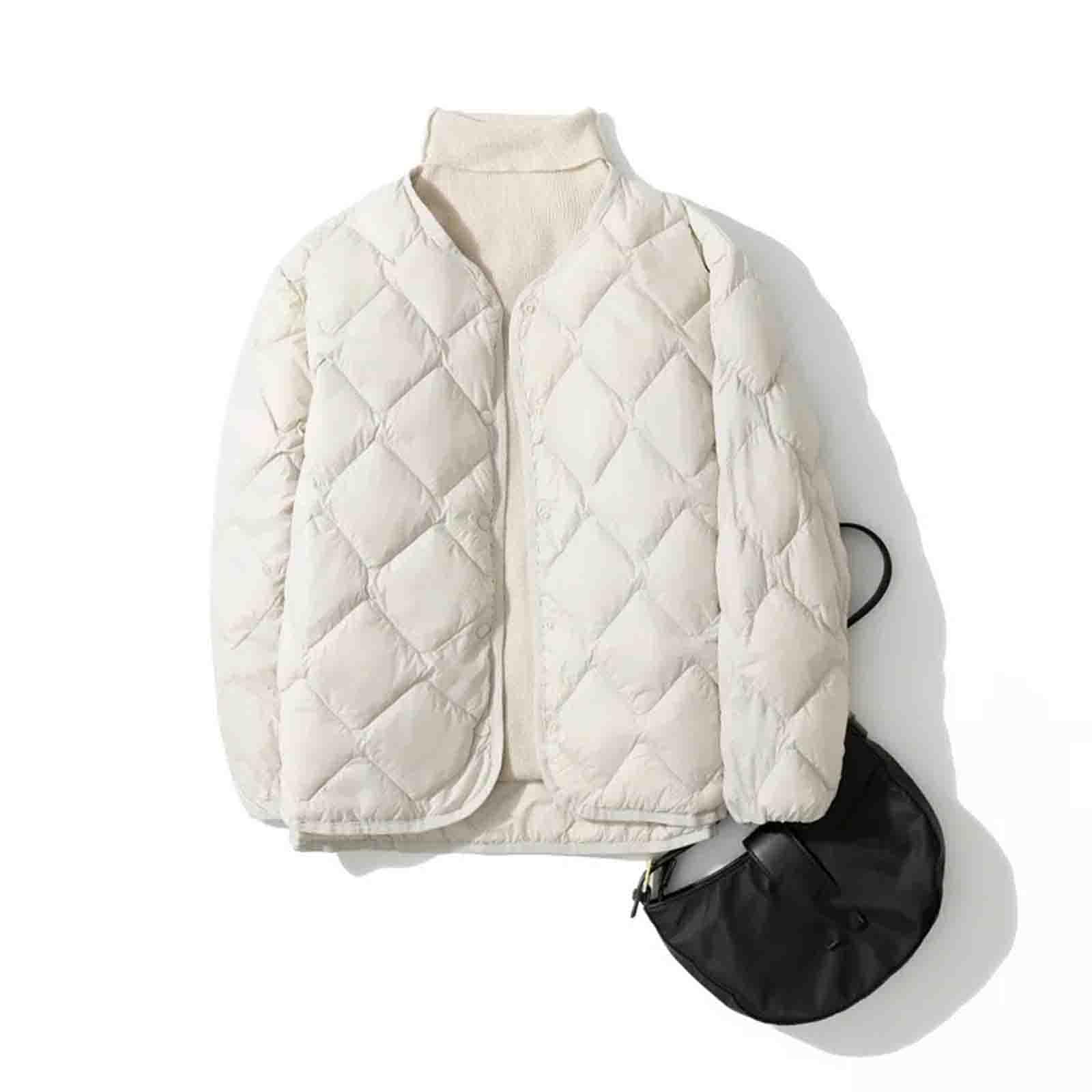 Donne Inverno Anatra Piumini Femminili Ultra Leggero Piumino Piumone Giacche Imbottite Antivento Senza Colletto Capispalla