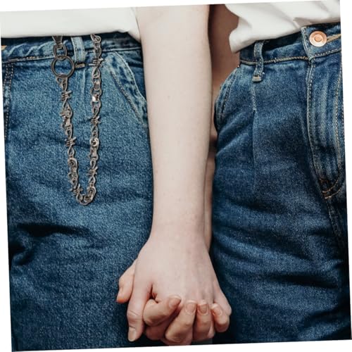 2pcs Vintage Metal Chain Belt for Men Stylish Punk Pants Accessory Lightweight Waist Chain for Hip Hop Streetwear Fashion Unique Retro Decoration4