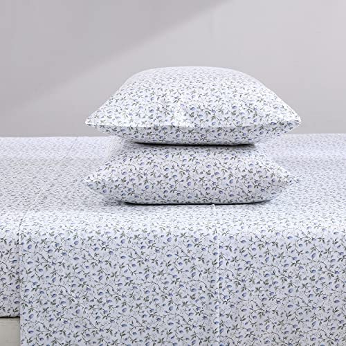 Image of Laura Ashley - King Sheet Set, Buttery-Soft Bed Sheets with a Naturally Silky Smooth Cotton Sateen Lightweight Feel - Matching Pillowcases & Fitted Sheet (Bramble Vine Green)