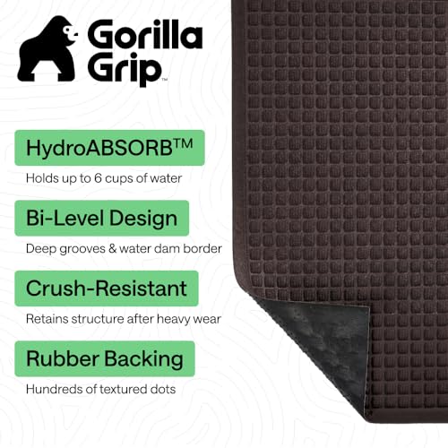 Image of GORILLA GRIP Ultra Absorbent Front Door Mat Outside Entrance, 47x35, Traps Dirt and Moisture, HydroABSORB Indoor Outdoor Doormat Holds Up to 6 Cups Water, Stain and Fade Resistant Welcome Mat, Coffee