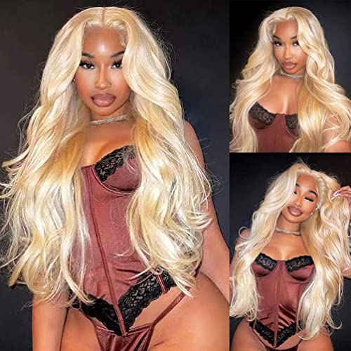 613 Hair Body Wave Bundles with Closure 613 Honey Blonde 3 Bundles with Lace Closure 100% Unprocessed Brazilian Virgin Body Wave Human Hair 3 Bundles with 4x4 Lace Closure Free Part (20 22 24+18)