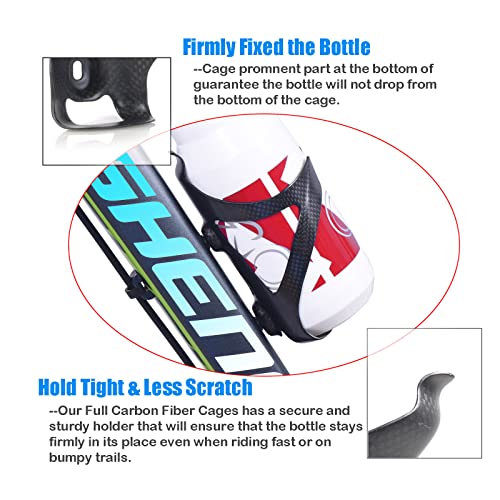 Qibok 3K Full Carbon Fiber Bicycle Bike Drink Water Bottle Cage, 2Pcs Ultra-Light Bottle Holder Brackets For Road Bike Mtb Cycling #TOP2