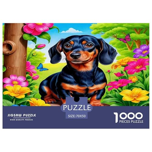 Puzzle de 1000 piezas de teckel con diseño colorido de 70x50cm