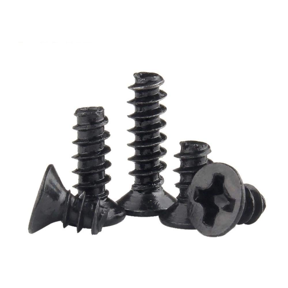Tornillo Phillips, Iron-Haired Black Cross Flat countersunk Head Tapping Screws, Small Screws, National Standard, M1.4M1.7M2M3-M2*4 * 100pcs(M2.6 * 10 * 100)