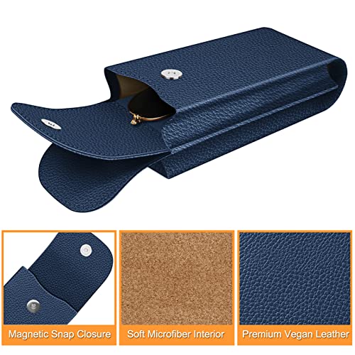 Image of FINTIE Double Glasses Case with Carabiner Hook, Portable Vegan Leather Eyeglass Case Anti-scratch Sunglasses Pouch