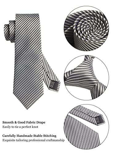 Image of Striped Plaid Polka Dot Mens Tie Formal Necktie Pocket Squares Ties Clips Cufflinks Classic for Men Set
