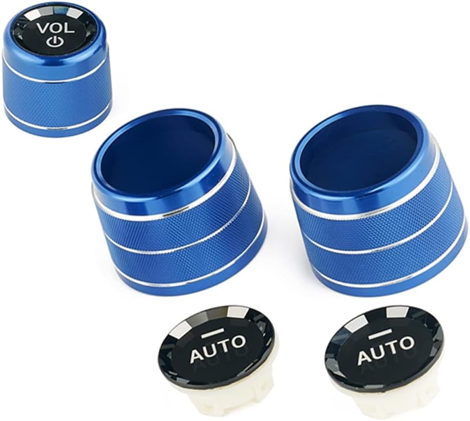 Blue Aluminum Alloy Crystal Style Car AC Climate Control and Radio Volume Turner Ring Cover Compatible with BMW 5 6 7 X3 X4 Series G30 G38 G32 G12 G01 G02(Model C for G Chassis)