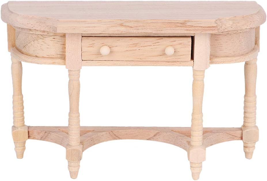 Mini Wooden Dollhouse Accessories, 1:12 Scale Miniatures Dollhouse Furniture for DIY Dollhouse Living Room Mini Toy Wood Table with Drawer Bookcase for Bedroom Simulated Accessory