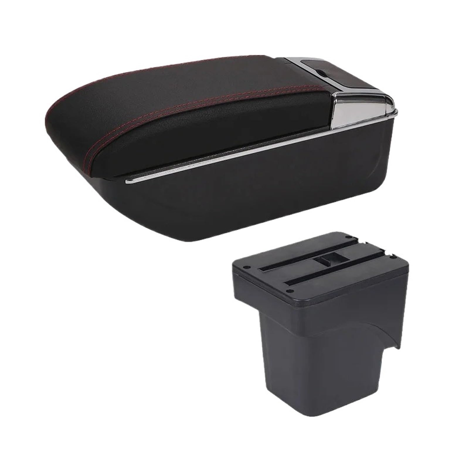 Umdjju D1 Black Red No Usb For Focus For Mk2 Armrest Box Car Accessories Interior Details Retrofit Parts Storage Car Centre Console Armrest Box(D1 Black Red No Usb)