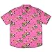 Neff Disney Men's Mickey Mouse Floral Hawaiian Print Button-Down Shirt (Pink V1, Small)
