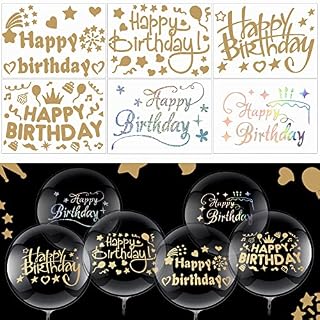 MWOOT 6 Pcs Happy Birthday Balloon Stickers Kit, Bobo Party Balloon Letter Decals for Birthday Celebration, Birthday Pasters Supplies for DIY Party Wedding Indoor and Outdoor Decoration Accessories