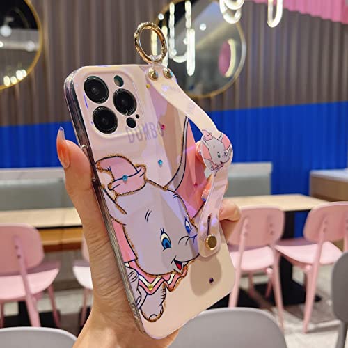 Meishangmei For Iphone 14 Pro Case 6.1 Inch Sparkle Bling With Strap Stand Cute Pattern Imd Design Silicone Shockproof Protective Glitter Cases Cover For Girls And Women - Pink Dumbo #TOP4