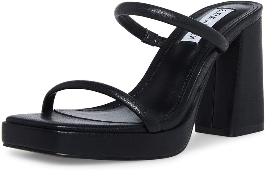 Steve Madden Women's Polly Heeled Sandal, Black, 8.5