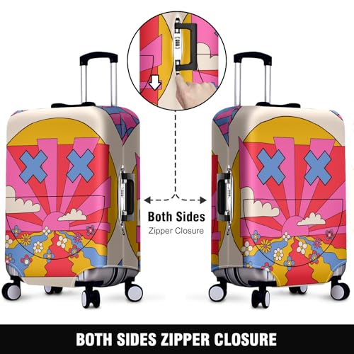 Travel Suitcase Cover Stretchable Luggage Protector with Secure Fastenings Wheel Guard Handle Access Slots Personalized Stylish Patterns Water-Resistant Material Smile Face2