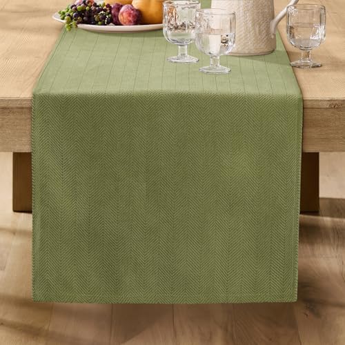 ZWJD Moderner Salbeigrüner Tischläufer, Waschbar, Mit Elegantem Design, Weich und Luxuriös, Dekorativ für Wohnzimmer, Esstisch, Innendekoration,Küche, Urlaub & Party Dekor