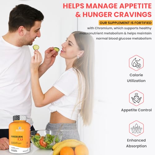 Image of NATURYZ FIREBURN XT Advanced 7X Multi-Action Thermogenic Burner for Men & Women | Clinically researched ingredients Green Tea Extract, Capsimax, Chromium, Caffeine, L-Theanine & Black Pepper | Supports Metabolism, Thermogenesis, Appetite Control & Energy | Weight Management Formula | 30 Veg Capsules