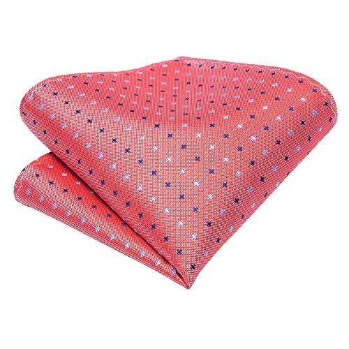 Image of Hi-Tie Mens Plaid Ties Classic Paisley Necktie with Handkerchief Cufflinks Set Business Stripe Tie