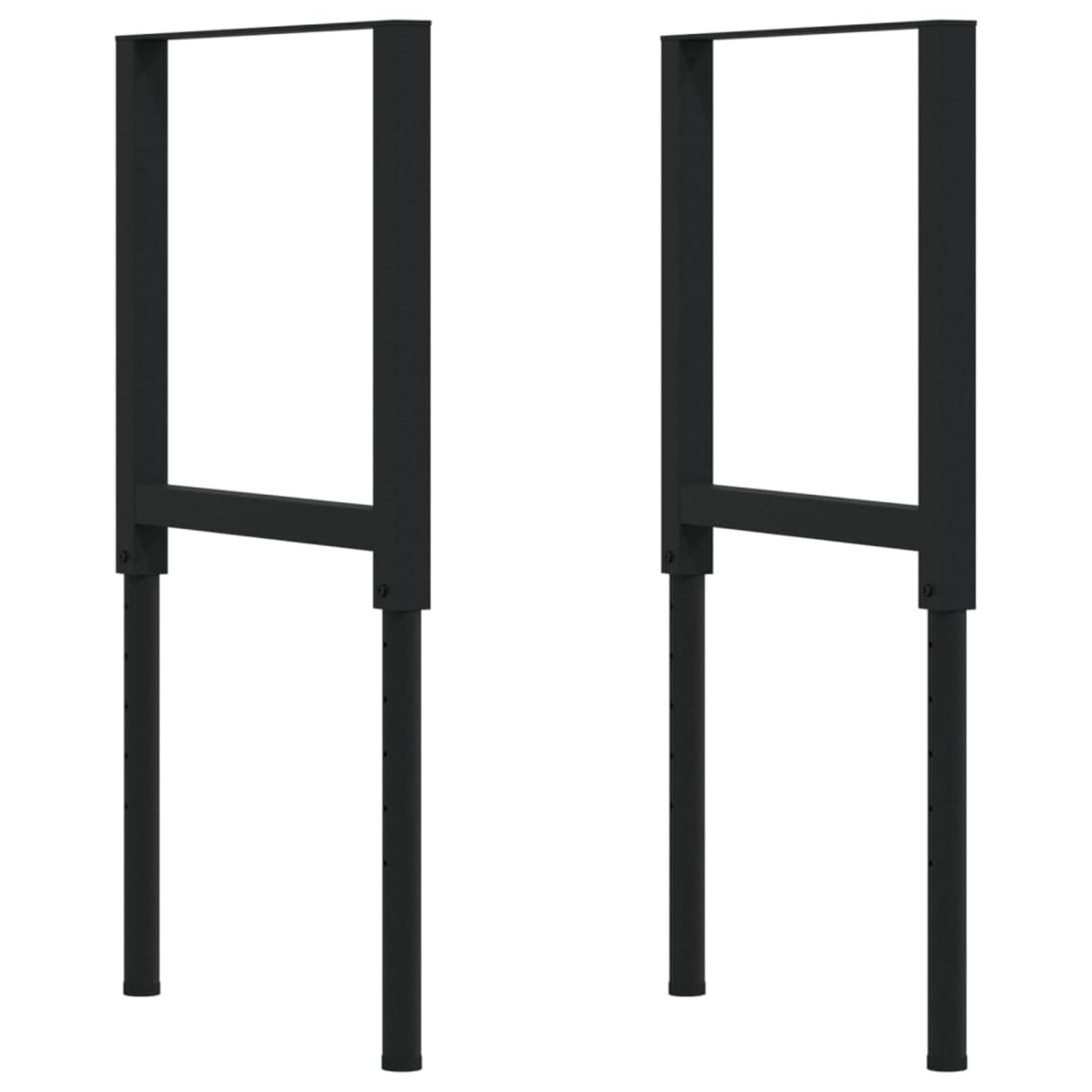 Homgoday Banco da Lavoro 100x60x(73-995) cm Tavolo da Lavoro in Legno Massello di Acacia Non Trattato e Telaio in Metallo Regolabile Nero
