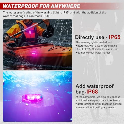 Image of Nilight LED Safety Light 4PCS Pink Marine Navigation Bike Tail Lights Three Modes Waterproof Reflective Gear Clip On Flash Strobe Indicator Lamp for Night Boating Fishing Cycling Jogging