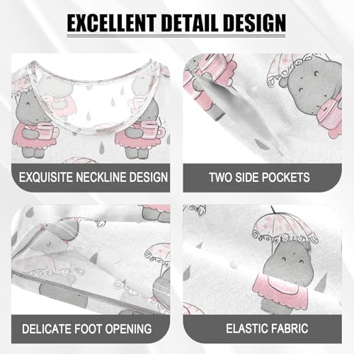 senya Cute Hippopotamus Rain Summer Pajamas Set Short Cotton Sleepwear 2 Piece4