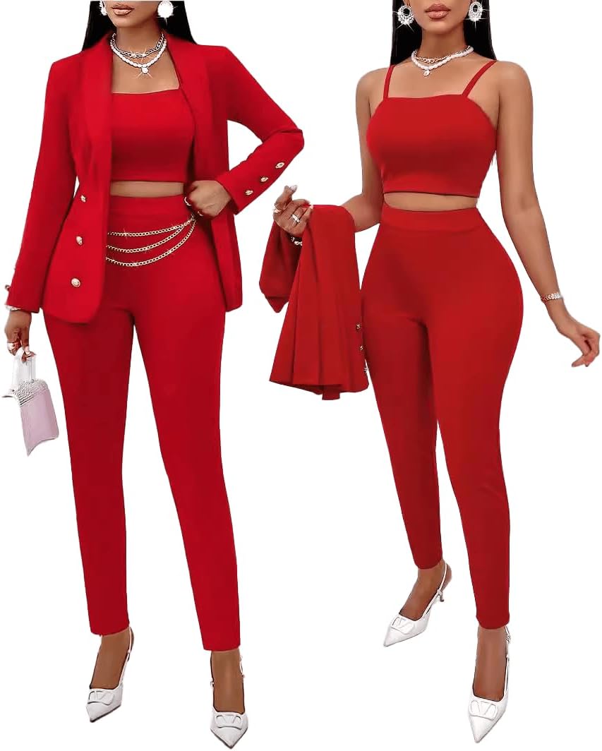 Women's 3 Piece Office Work Suit Blazer Vest Pants Business Outfits Pants Set Prom Party Trajes Elegantes para Mujeres Suit