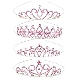 Ondder Crowns for Women 4 Pcs Pink Tiaras for Girls Princess Crystal Prom Crowns for Kids Toddlers Princess Crowns Tiaras for Little Girls Bridal Crowns Tiaras for Wedding Birthday Metal Tiara