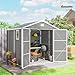 Outsunny Gerätehaus 4,1m² Geräteschuppen mit Satteldach, Kunststoff Gartenchuppen mit abschließbarer Tür, Belüftungsöffnung, Fenster und Fundament, Gartenhaus für Garten, 240 x 190 x 228 cm Hellgrau